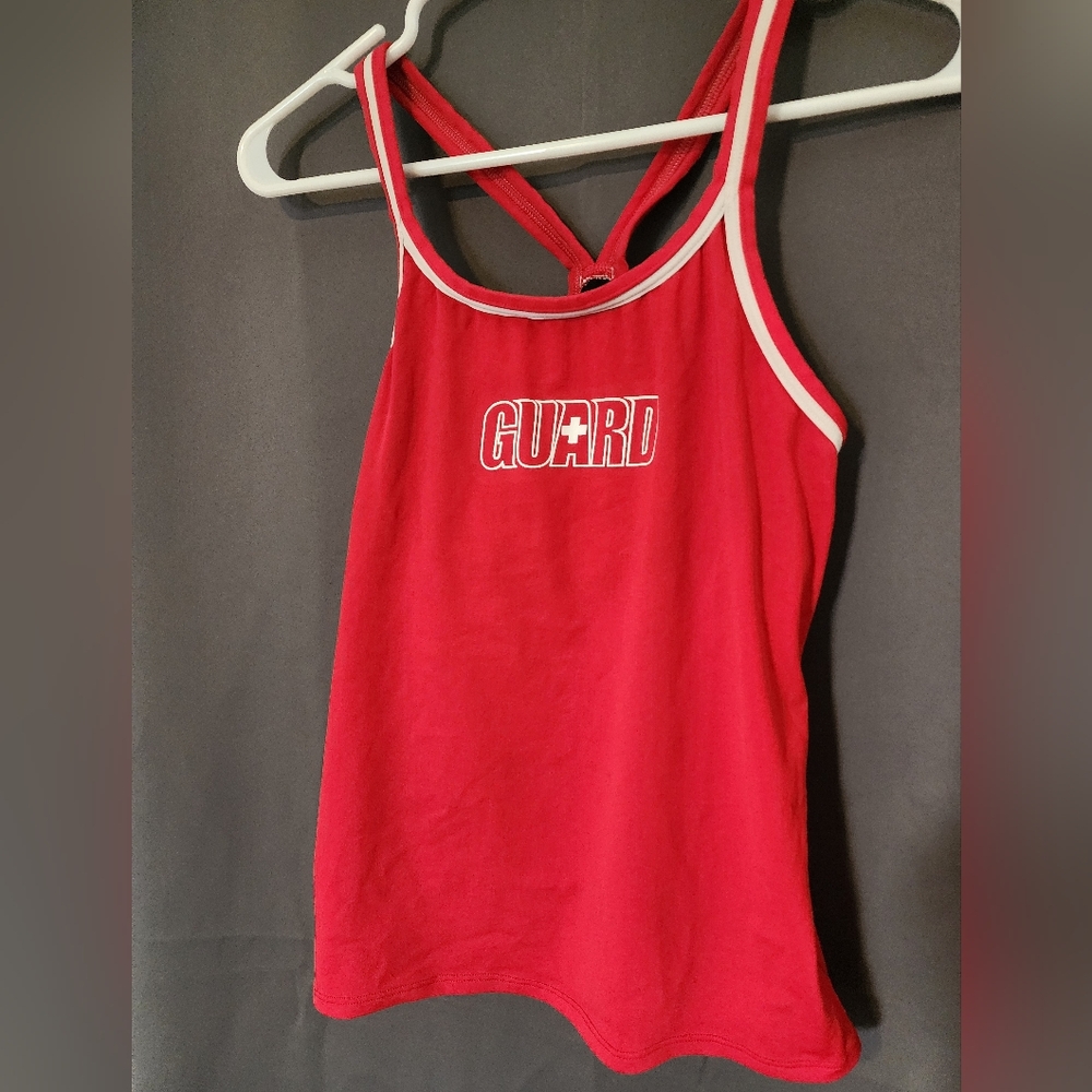 Dolfin Swimwear, Women's size Small Red & White Dolfin GAURD Tankini Top